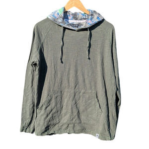 Free Planet M womens pull over hoodie fall olive green wide neck grunge granola